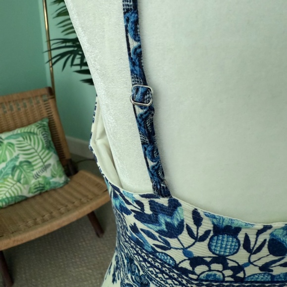 Anthropologie Farm Rio Blue Motif Tiled Slip Dress XS - Picture 8 of 13